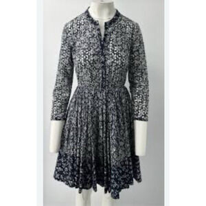 MAJE Rayana Dress 3 Large Floral Lace Blue Pleated Boho